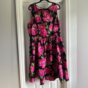 Retrolicious “Fuschia Floral” Peony dress, 2X